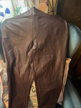 LOFT Faux Leather Pants in Dark Brown